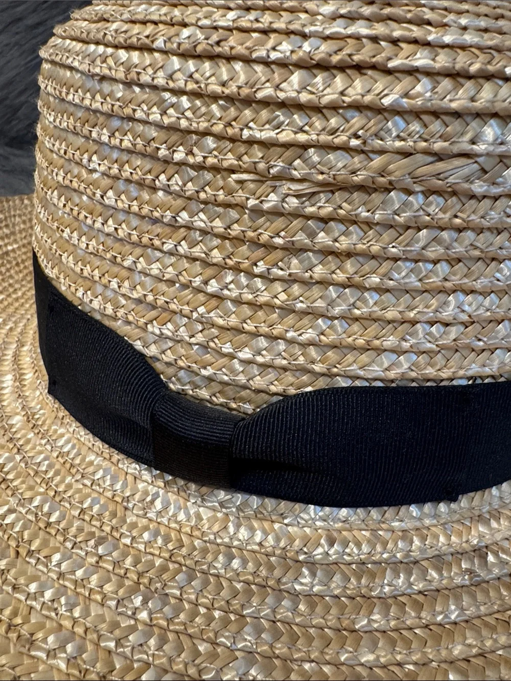 Lack Of Color Natural Straw Wide-Brim Hat with Black Band Size S